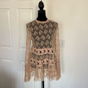 Buffalo David Bitton lace tunic top in dusty rose.